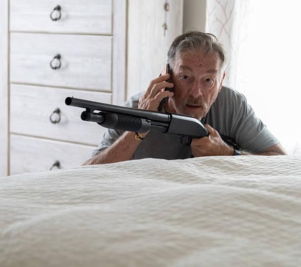 Armed homeowner calling for help